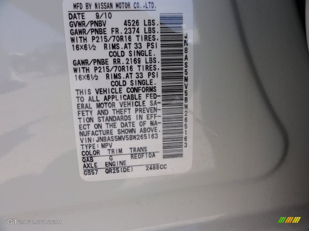 2011 Rogue S AWD - Pearl White / Black photo #51
