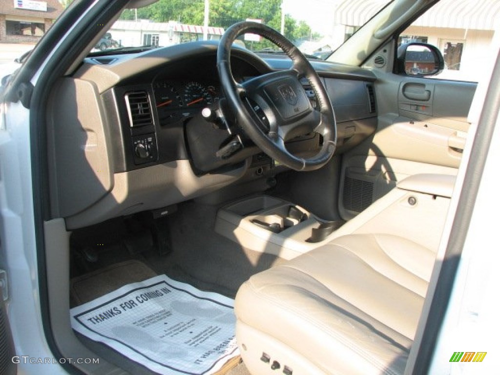 2002 Dakota SLT Quad Cab 4x4 - Bright White / Taupe photo #8