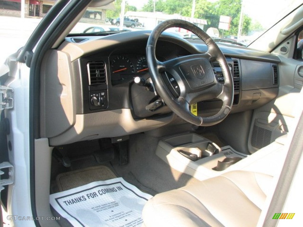 2002 Dakota SLT Quad Cab 4x4 - Bright White / Taupe photo #9