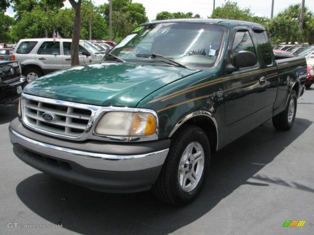 1999 F150 XL Extended Cab - Woodland Green Metallic / Medium Prairie Tan photo #5