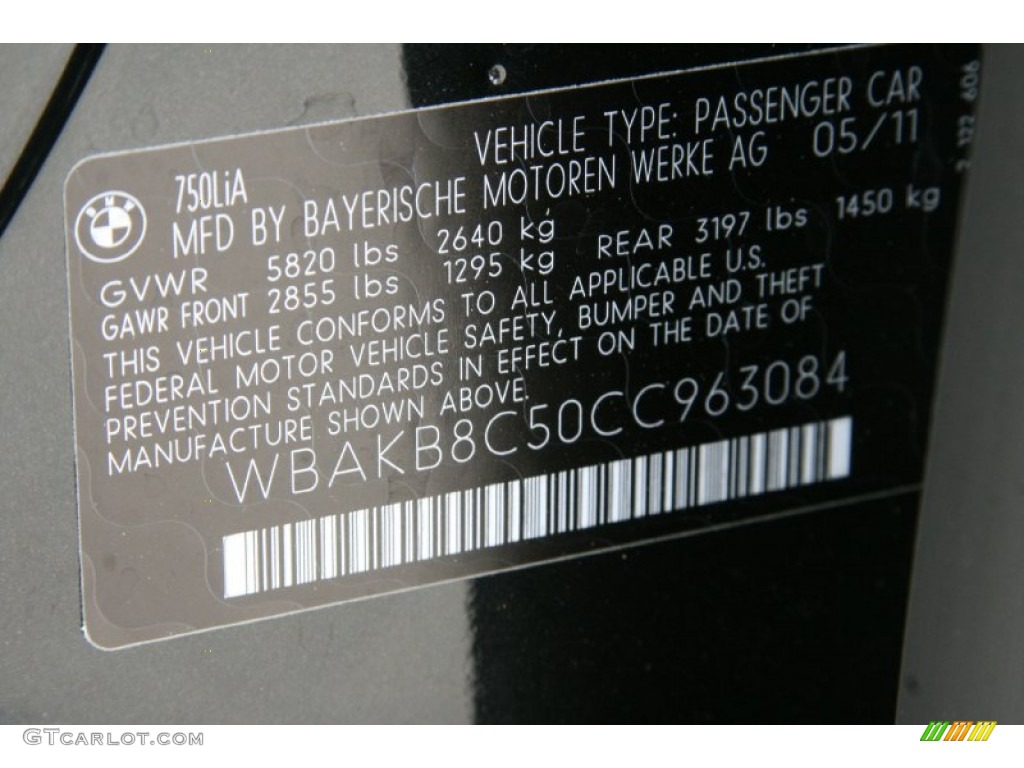 2012 7 Series 750Li Sedan - Black Sapphire Metallic / Oyster/Black photo #6