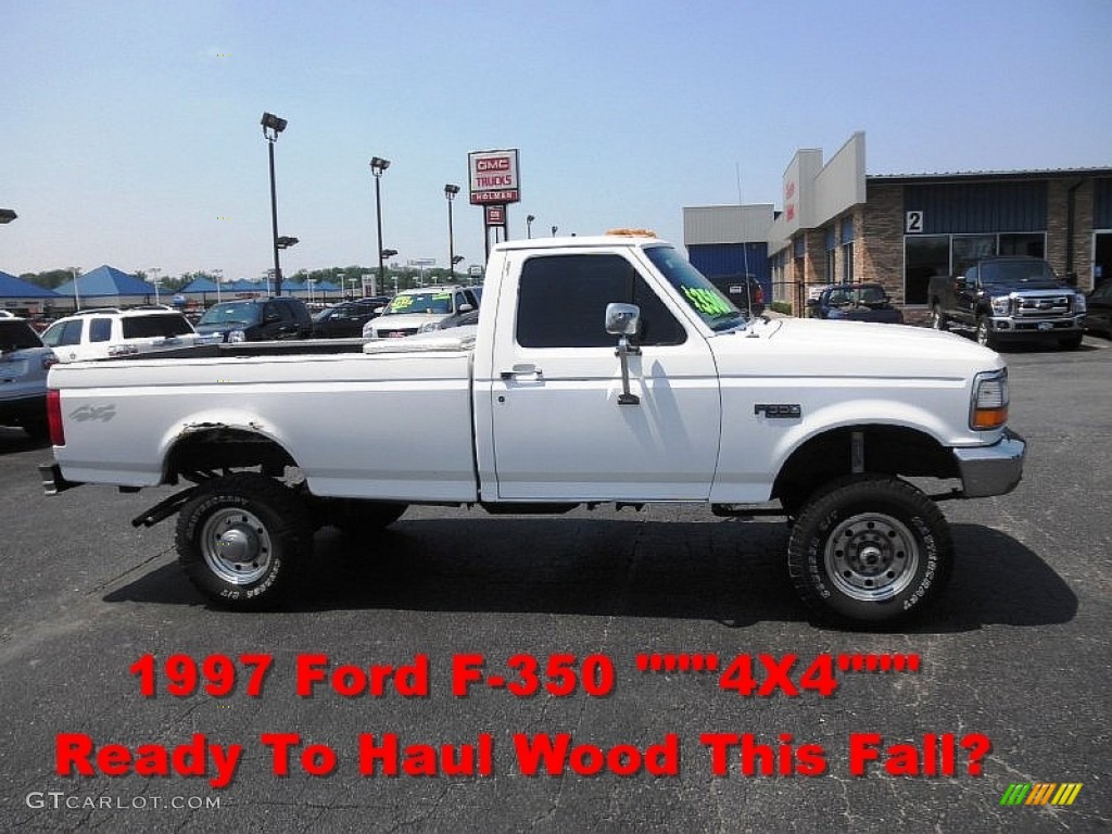 1997 F350 XL Regular Cab 4x4 - Colonial White / Opal Grey photo #1