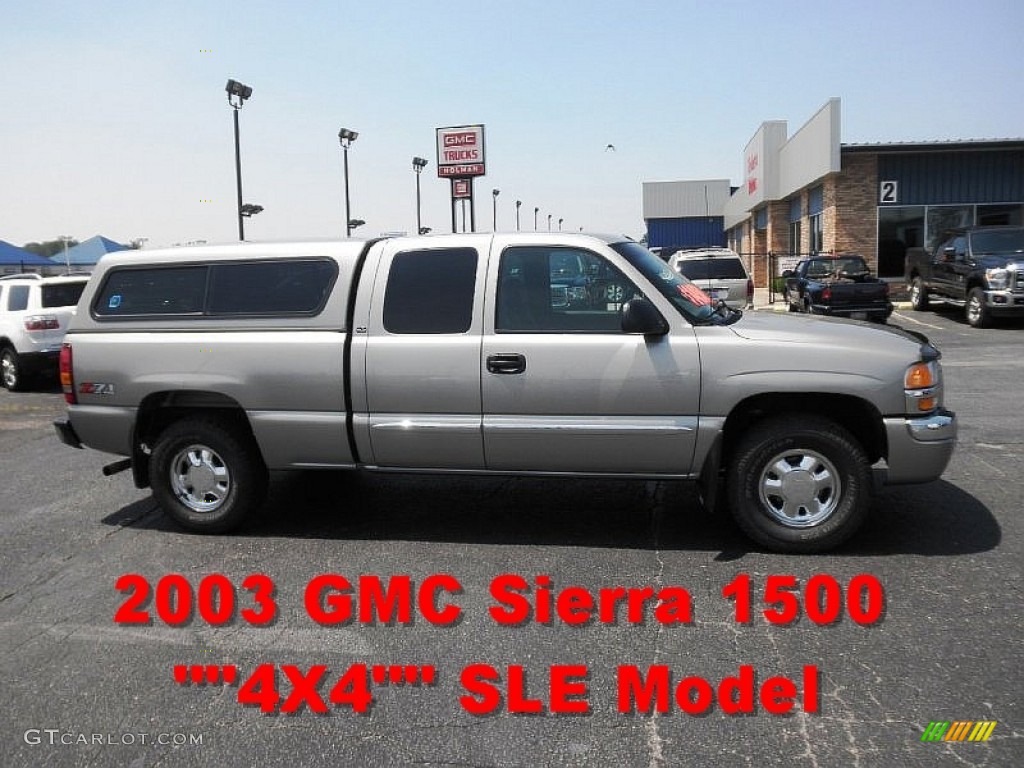 2003 Sierra 1500 SLE Extended Cab 4x4 - Pewter Metallic / Dark Pewter photo #1