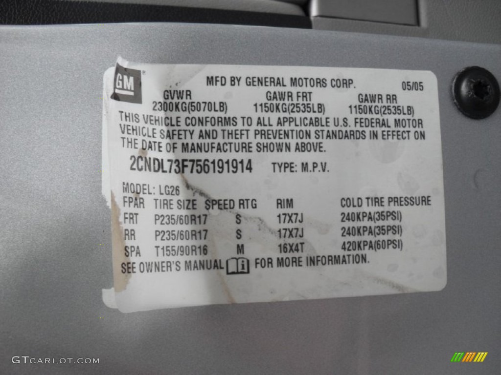 2005 Equinox LT AWD - Galaxy Silver Metallic / Light Gray photo #6