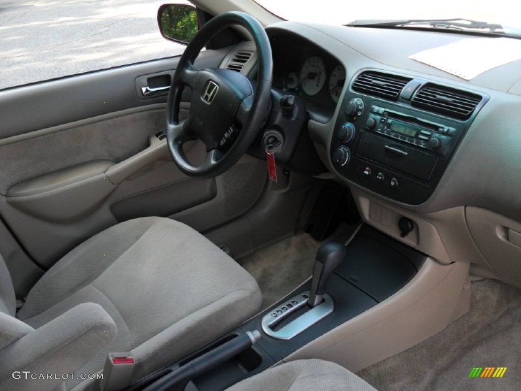 2002 Civic EX Sedan - Radiant Ruby Red Pearl / Beige photo #20