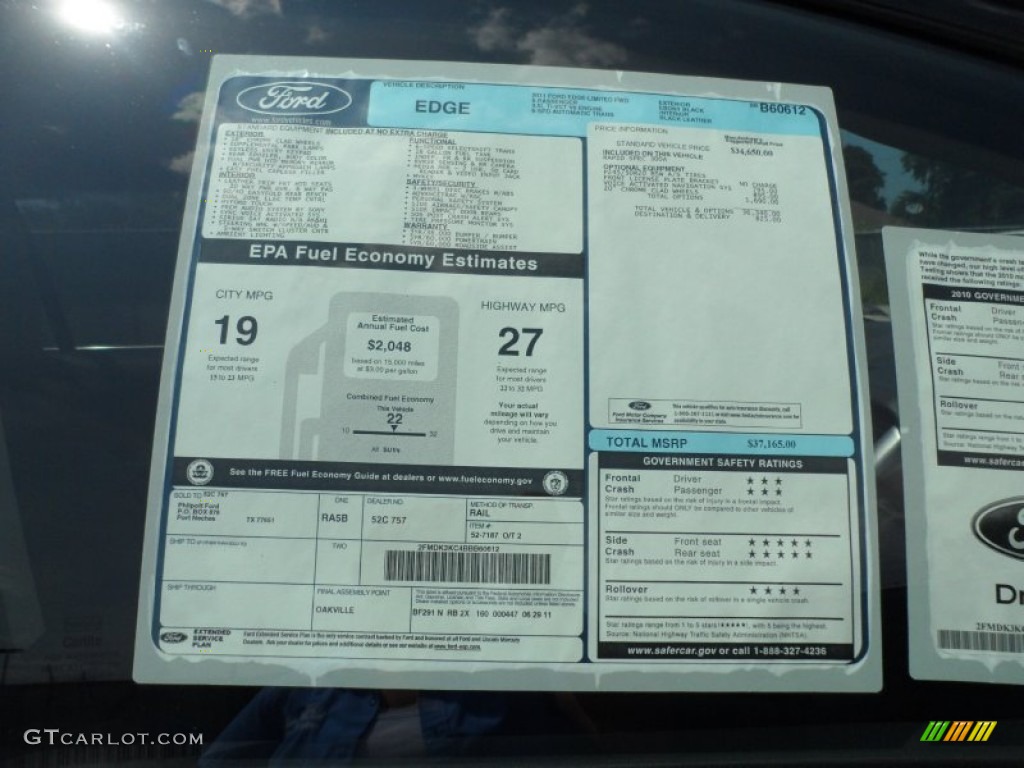 2011 Ford Edge Limited Window Sticker Photo #52415403