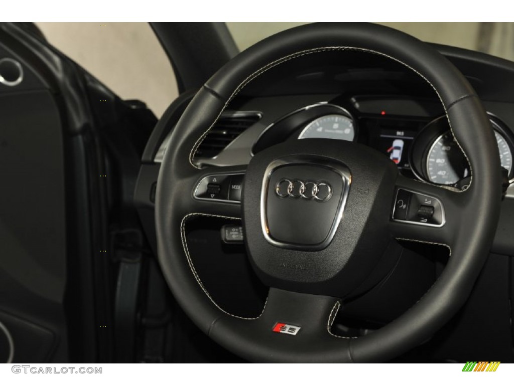 2010 Audi S5 4.2 FSI quattro Coupe Black Silk Nappa Leather Steering Wheel Photo #52421559