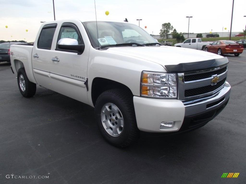 2011 Silverado 1500 LT Crew Cab 4x4 - White Diamond Tricoat / Light Cashmere/Ebony photo #3