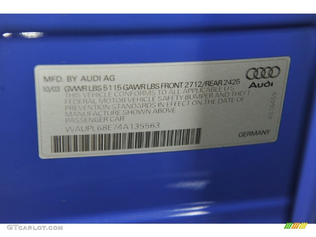 2004 S4 4.2 quattro Sedan - Nogaro Blue / Black/Blue photo #52