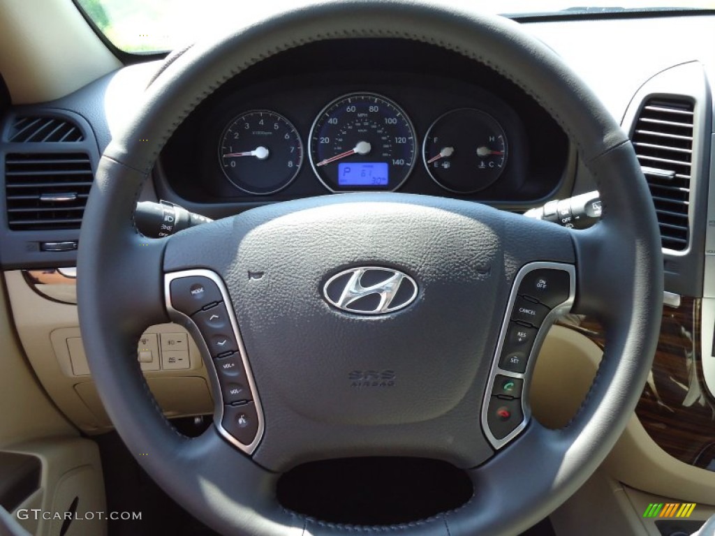 2011 Hyundai Santa Fe Limited AWD Beige Steering Wheel Photo #52433711