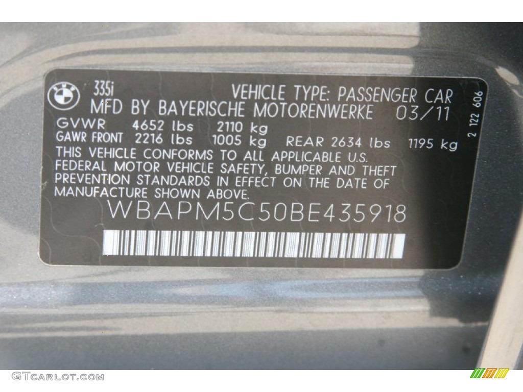 2011 3 Series 335i Sedan - Space Gray Metallic / Black photo #7