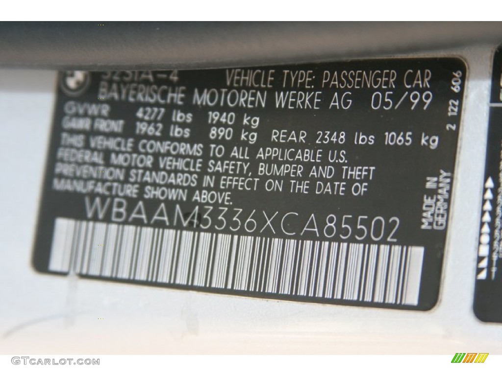 1999 3 Series 323i Sedan - Titanium Silver Metallic / Grey photo #6