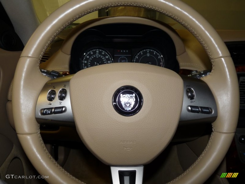 2008 Jaguar XK XK8 Coupe Caramel Steering Wheel Photo #52454765