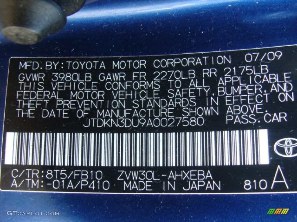 2010 Prius Hybrid II - Blue Ribbon Metallic / Dark Gray photo #15