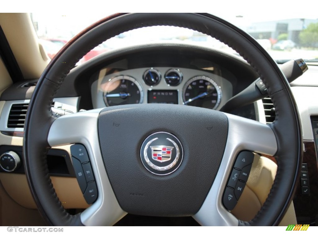2011 Cadillac Escalade Luxury Cashmere/Cocoa Steering Wheel Photo #52455464