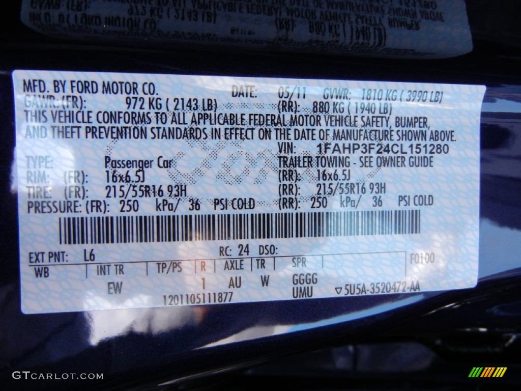 2012 Focus SE SFE Sedan - Kona Blue Metallic / Charcoal Black photo #12