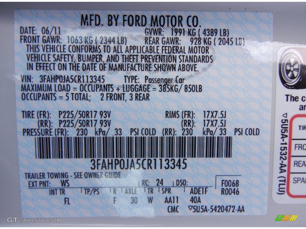 2012 Fusion Color Code WS for White Suede Photo #52464890
