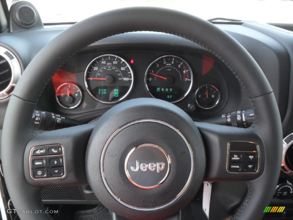 2011 Jeep Wrangler Sahara 4x4 Black Steering Wheel Photo #52470389