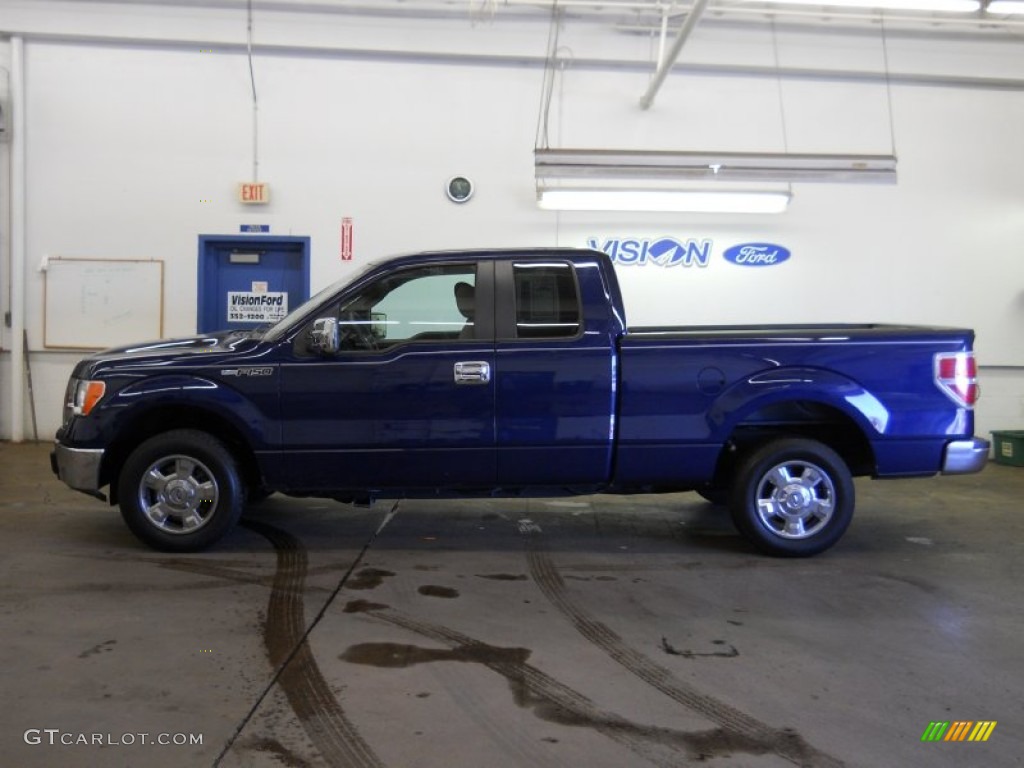 2010 F150 XLT SuperCab - Dark Blue Pearl Metallic / Medium Stone photo #12