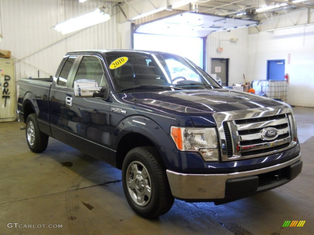 2010 F150 XLT SuperCab - Dark Blue Pearl Metallic / Medium Stone photo #15