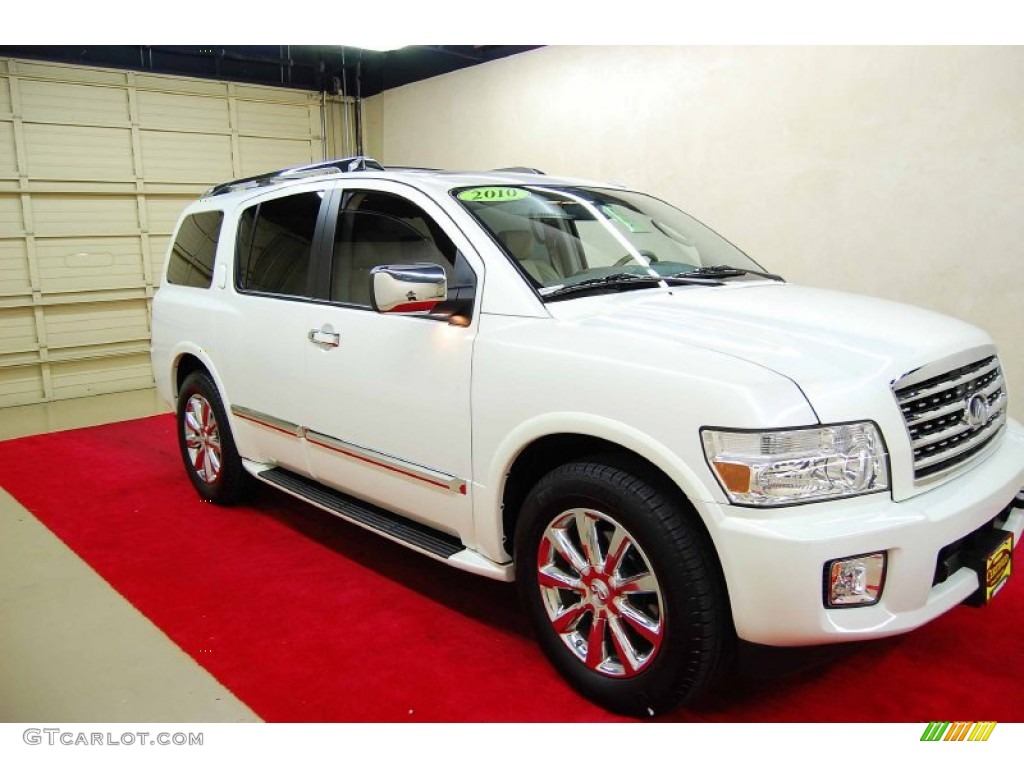 2010 QX 56 - Tuscan White Pearl / Wheat photo #1