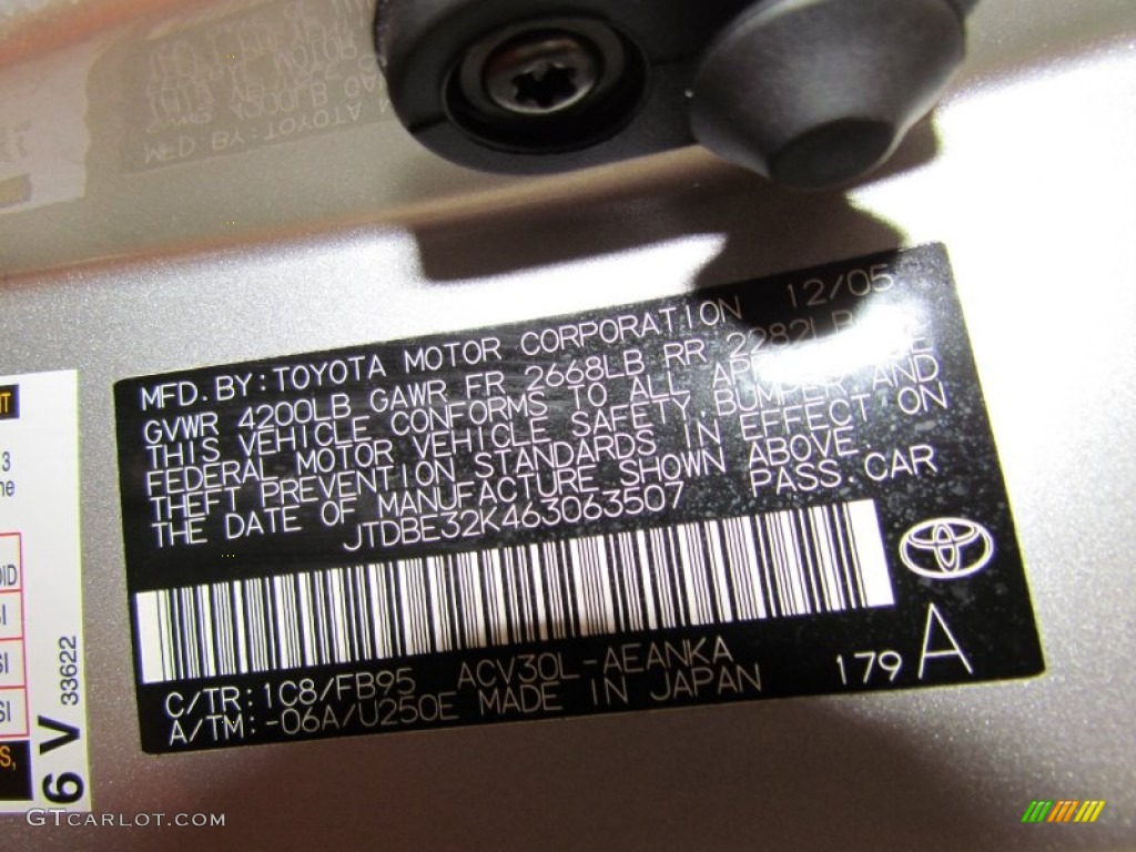 2006 Camry Color Code 1C8 for Lunar Mist Metallic Photo #52484336