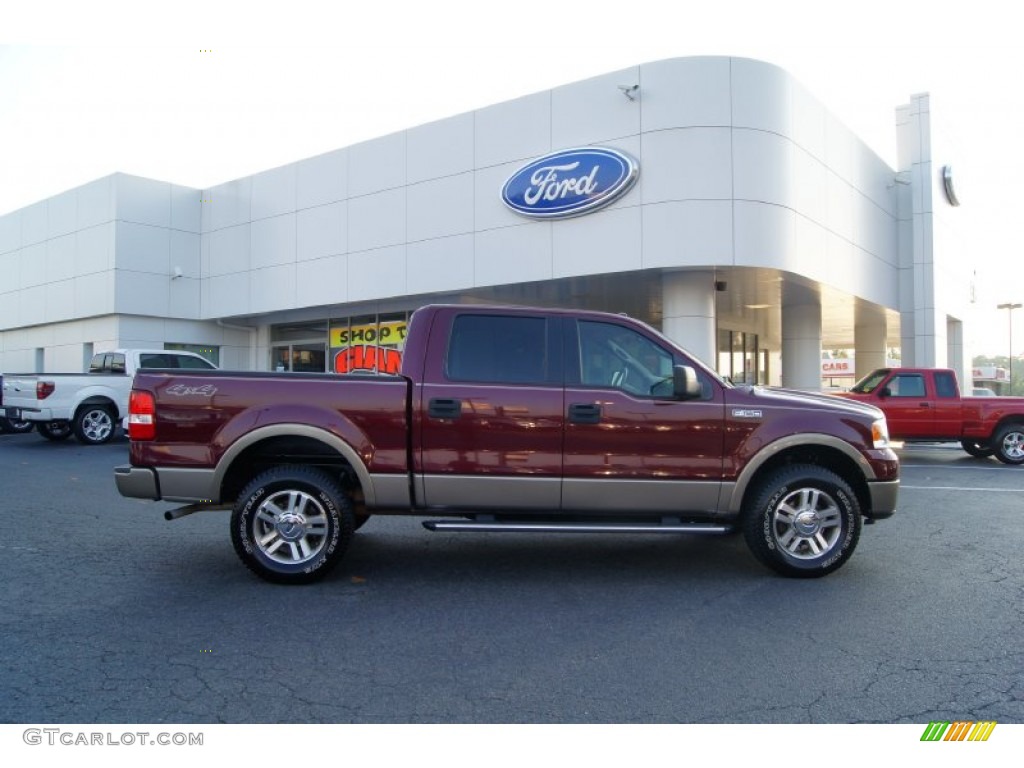 2006 F150 Lariat SuperCrew 4x4 - Dark Toreador Red Metallic / Tan photo #2