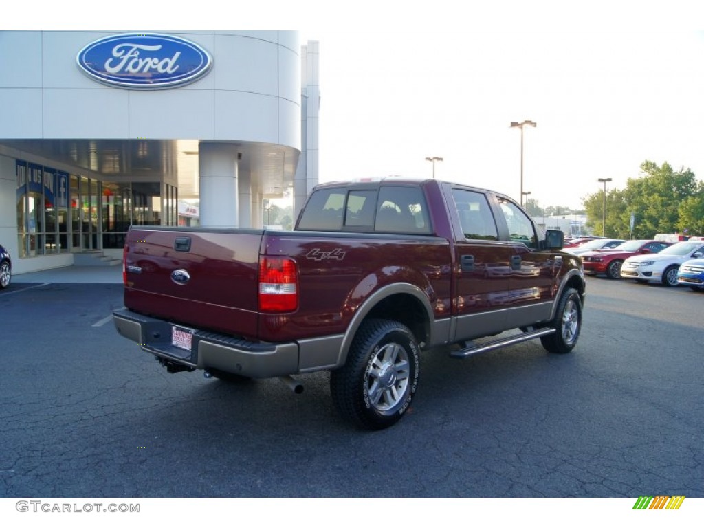 2006 F150 Lariat SuperCrew 4x4 - Dark Toreador Red Metallic / Tan photo #3