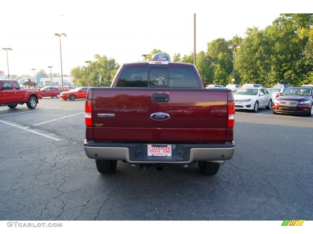 2006 F150 Lariat SuperCrew 4x4 - Dark Toreador Red Metallic / Tan photo #4