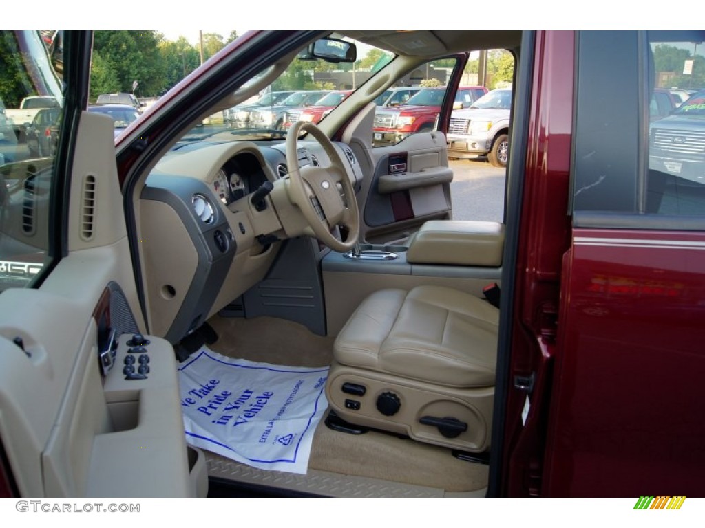 2006 F150 Lariat SuperCrew 4x4 - Dark Toreador Red Metallic / Tan photo #8