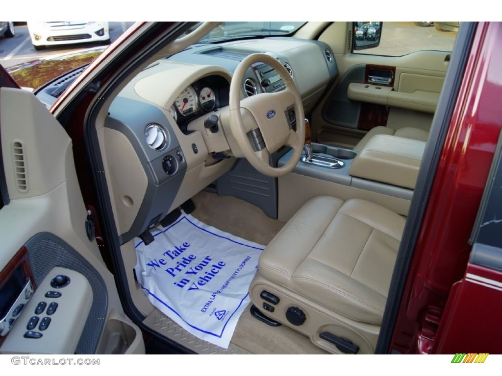 2006 F150 Lariat SuperCrew 4x4 - Dark Toreador Red Metallic / Tan photo #28