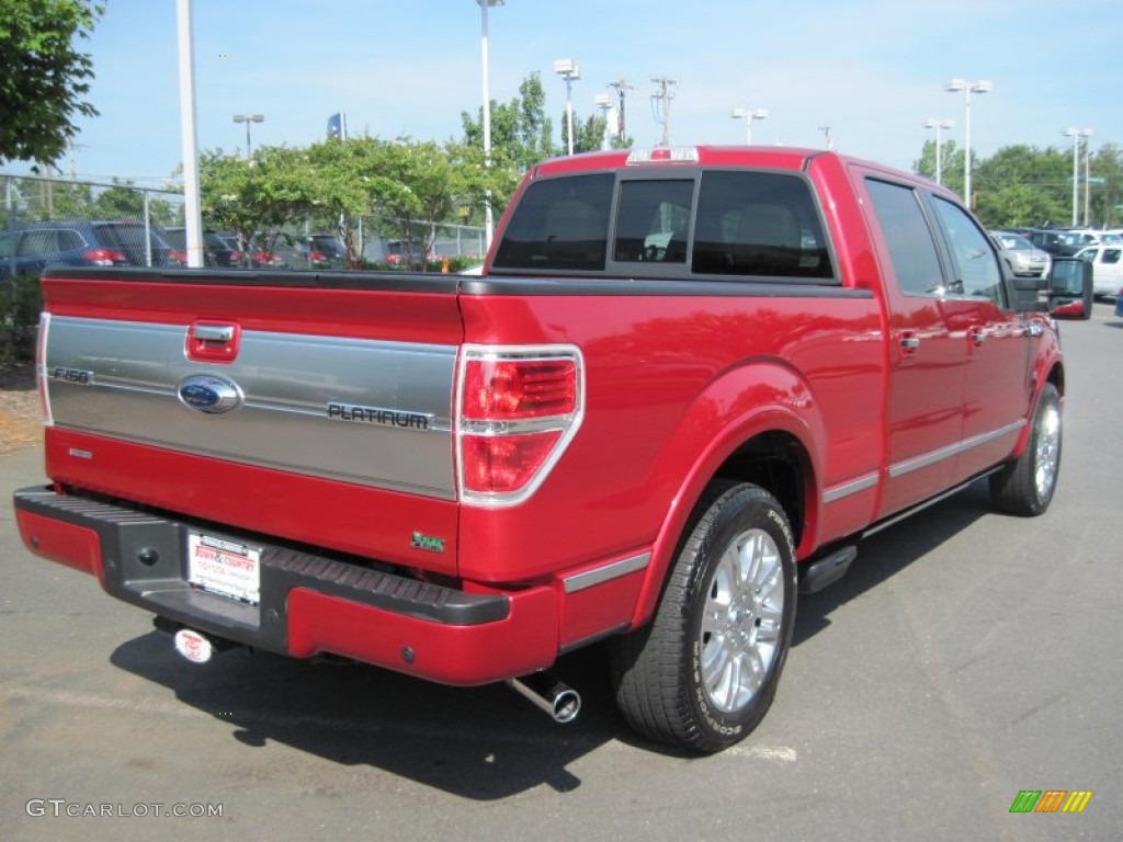 2010 F150 Platinum SuperCrew - Red Candy Metallic / Medium Stone Leather/Sienna Brown photo #3