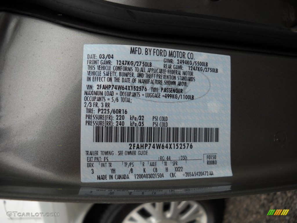 2004 Crown Victoria Color Code FS for Spruce Green Metallic Photo #52496045