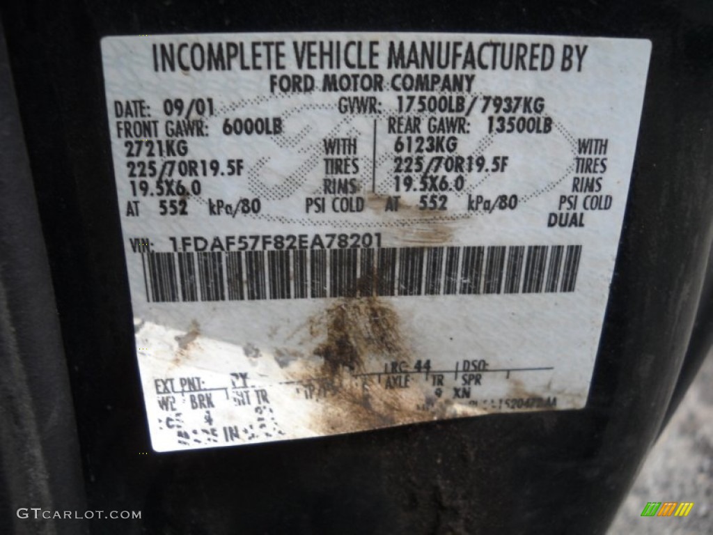 2002 Ford F550 Super Duty XL Regular Cab 4x4 Dump Truck Color Code Photos