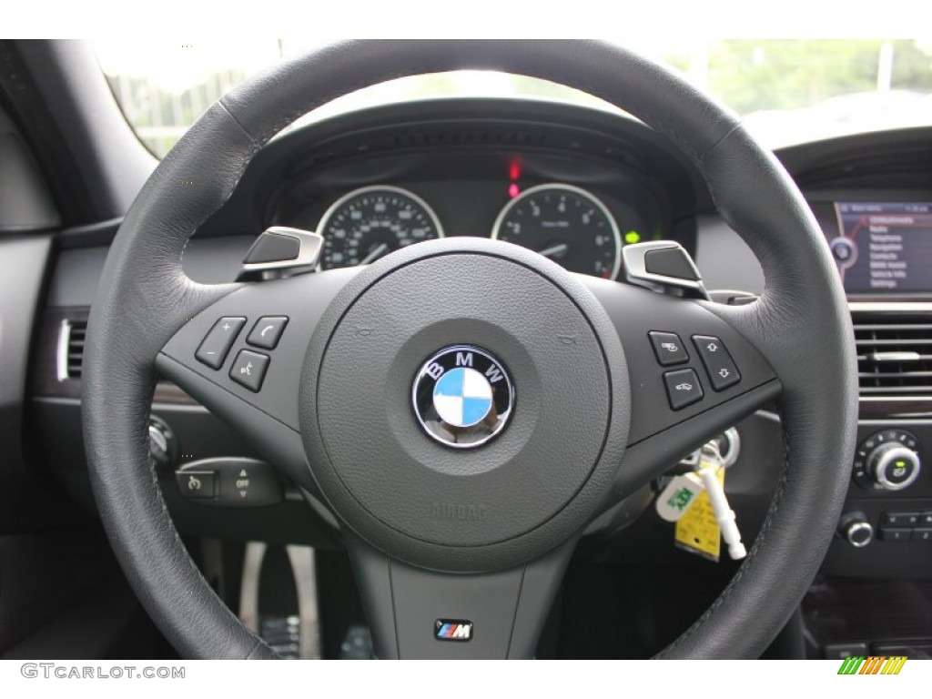 2010 BMW 5 Series 535i Sedan Black Dakota Leather Steering Wheel Photo #52498805