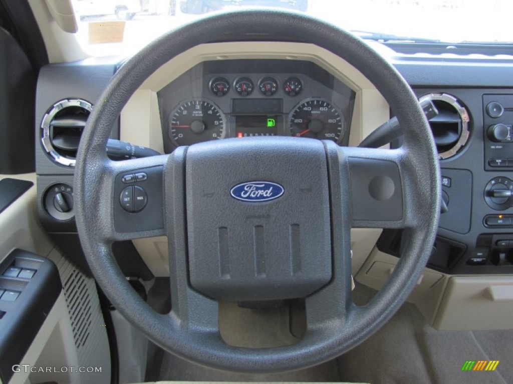 2008 Ford F250 Super Duty XLT Crew Cab 4x4 Camel Steering Wheel Photo #52506702