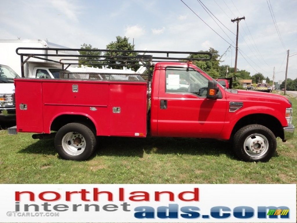 2008 F350 Super Duty XL Regular Cab 4x4 Chassis Commercial - Bright Red / Medium Stone photo #1