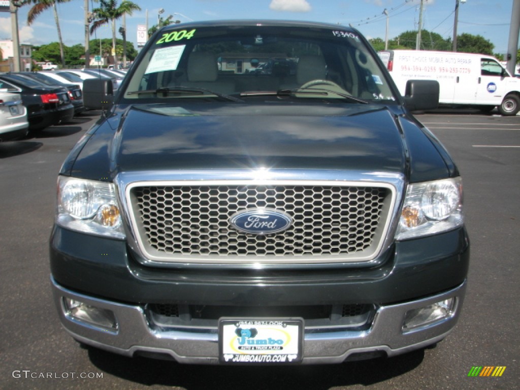 2004 F150 Lariat SuperCab - Aspen Green Metallic / Tan photo #3