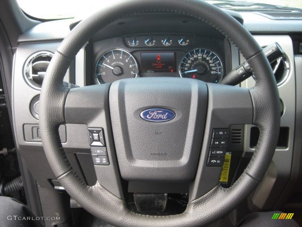 2011 Ford F150 STX SuperCab 4x4 Steel Gray Steering Wheel Photo #52516416