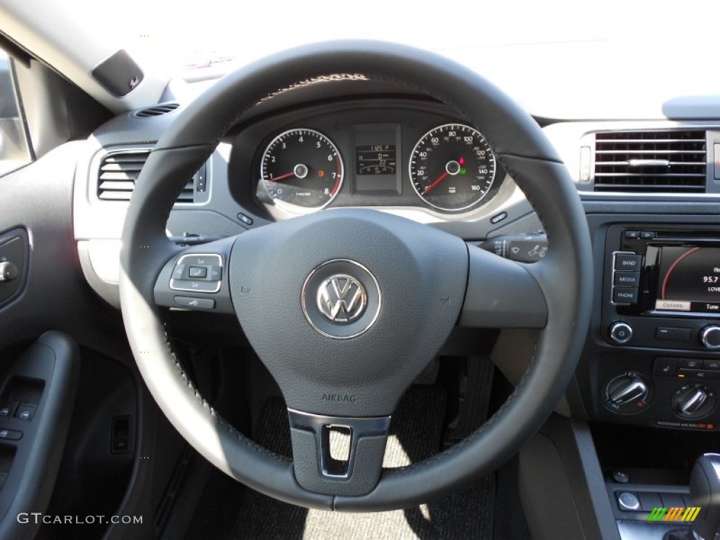 2012 Volkswagen Jetta SEL Sedan Titan Black Steering Wheel Photo #52519344