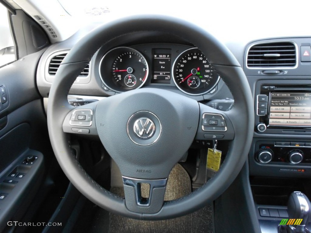 2012 Volkswagen Jetta TDI SportWagen Titan Black Steering Wheel Photo #52520451
