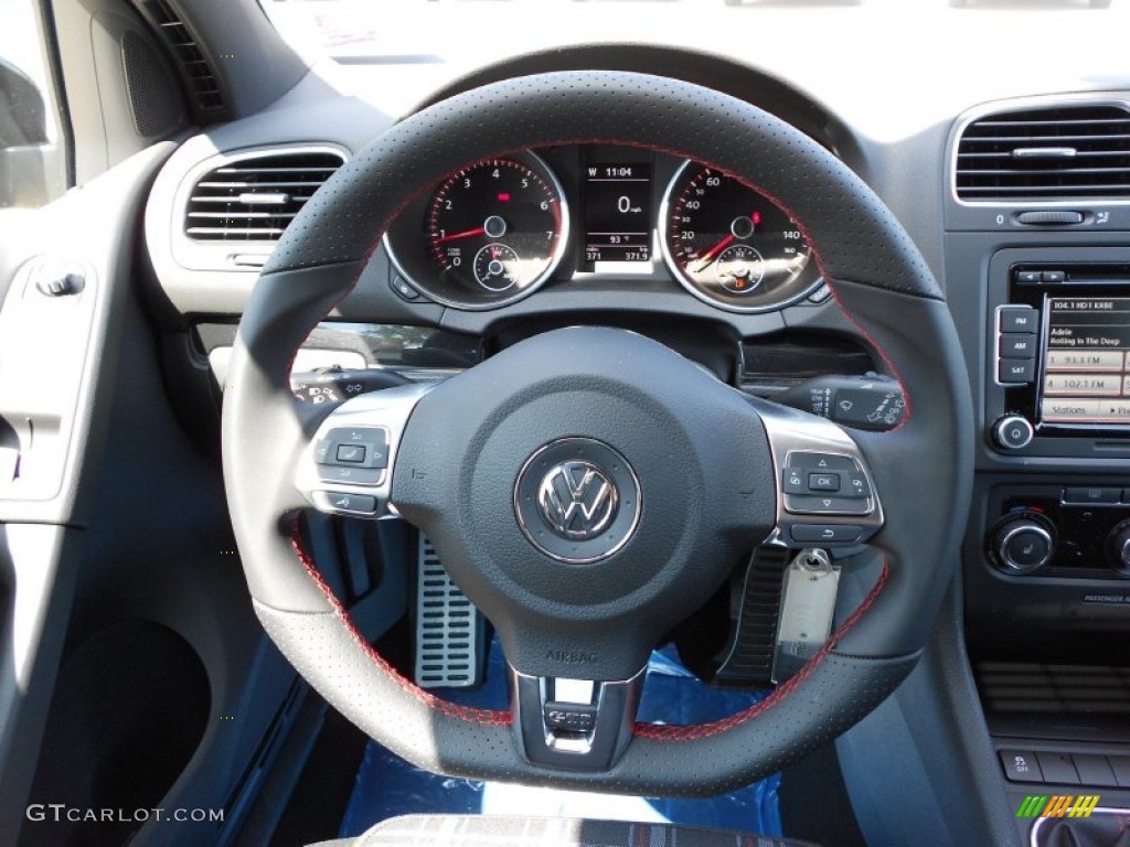 2012 Volkswagen GTI 2 Door Interlagos Plaid Cloth Steering Wheel Photo #52521168