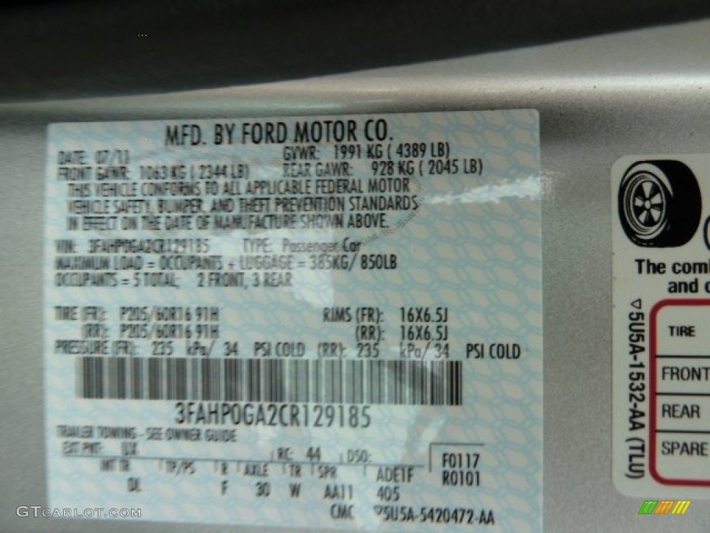 2012 Fusion Color Code UX for Ingot Silver Metallic Photo #52522305