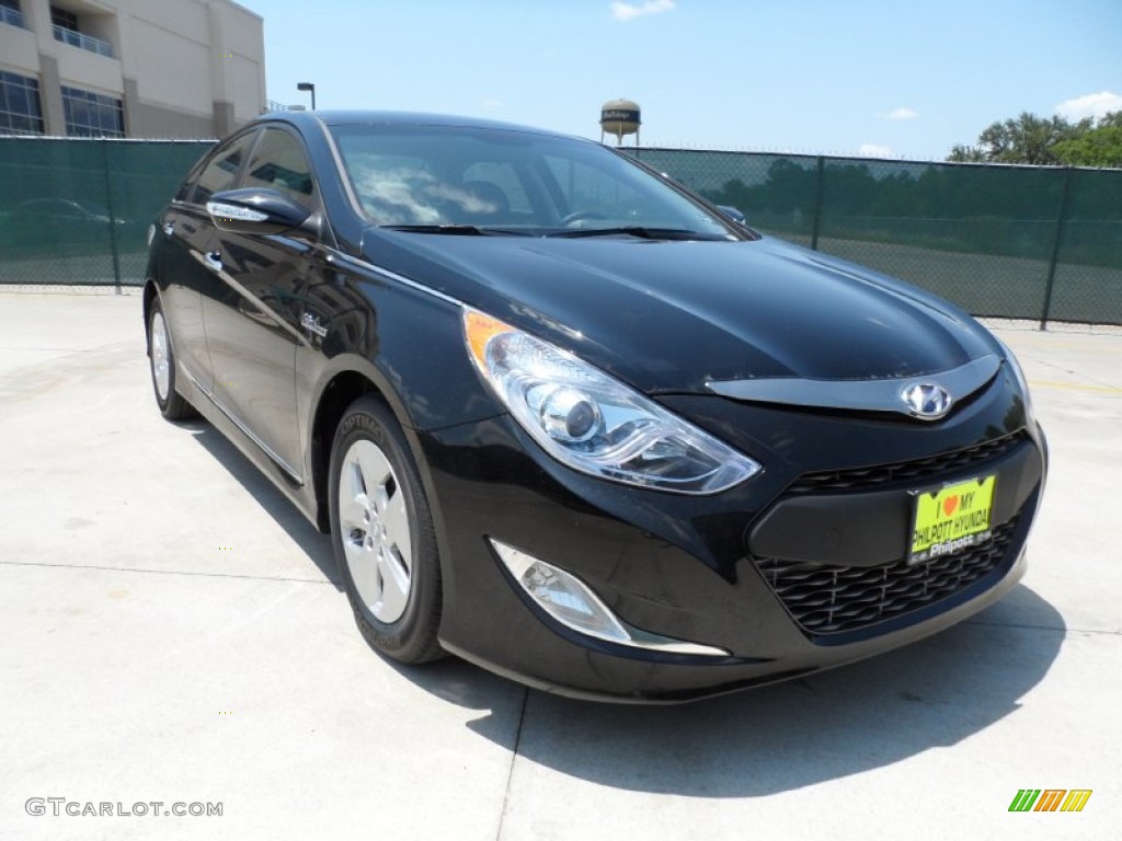 2011 Sonata Hybrid - Black Onyx Pearl / Gray photo #1