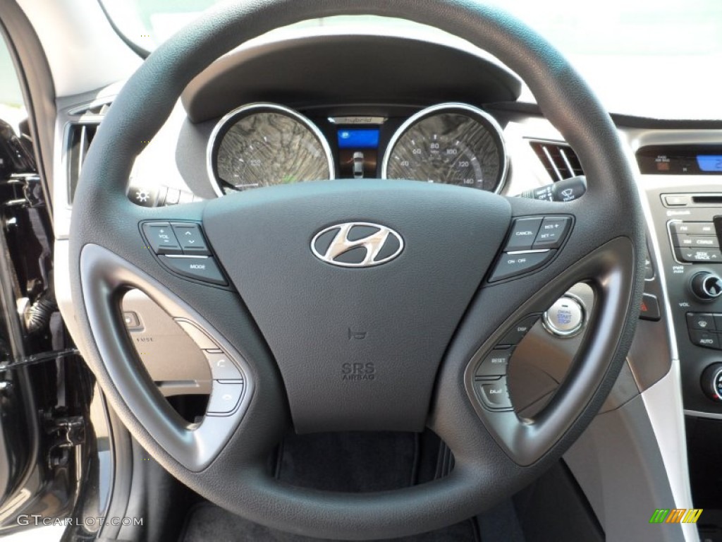 2011 Hyundai Sonata Hybrid Gray Steering Wheel Photo #52522890