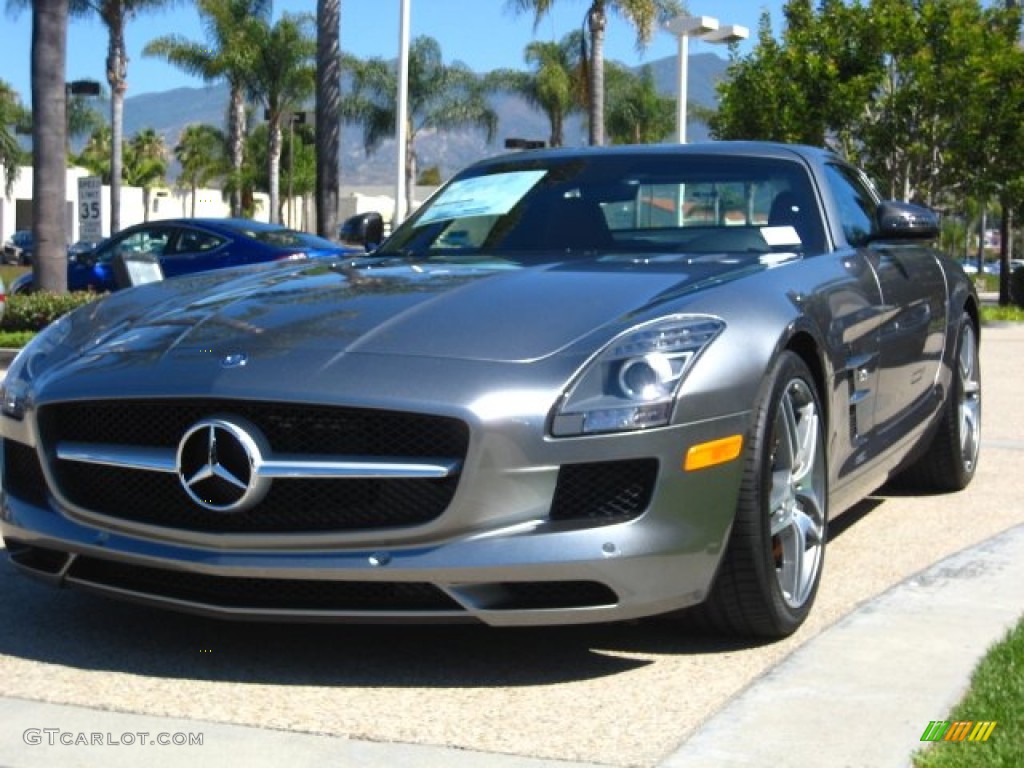 2012 SLS AMG - AMG Imola Grey Metallic / designo Light Brown Natural Woven photo #1