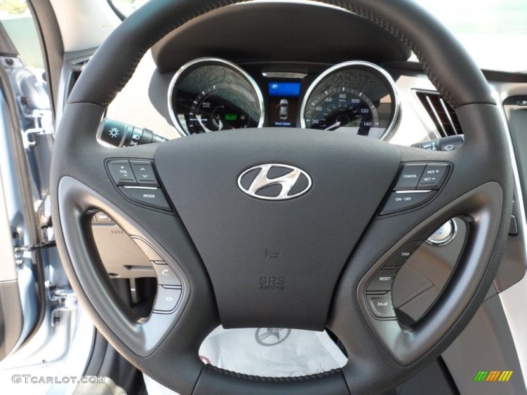 2011 Hyundai Sonata Hybrid Gray Steering Wheel Photo #52523532