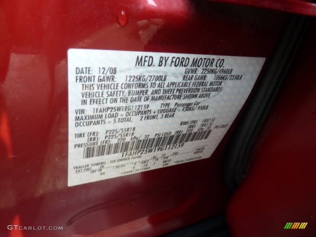 2009 Taurus Limited - Sangria Red Metallic / Medium Light Stone photo #19
