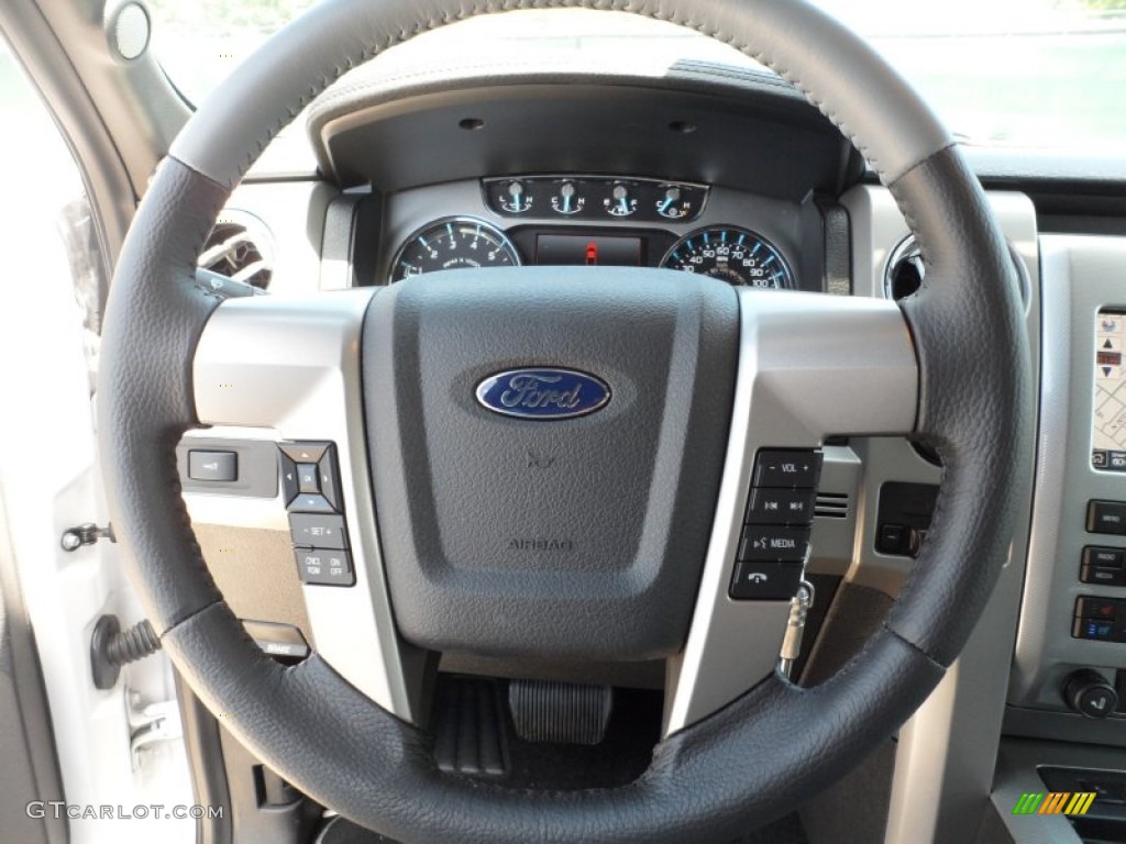 2011 Ford F150 Limited SuperCrew Steel Gray/Black Steering Wheel Photo #52524147