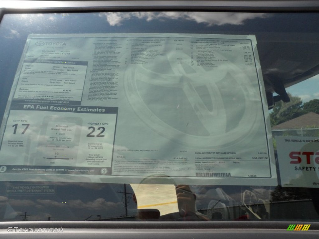 2011 Toyota FJ Cruiser Standard FJ Cruiser Model Window Sticker Photos